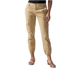 Sanctuary Rebel Crop Cargo Jogger Pants Stretch Cotton Ankle Cuff Khaki 31 NWT